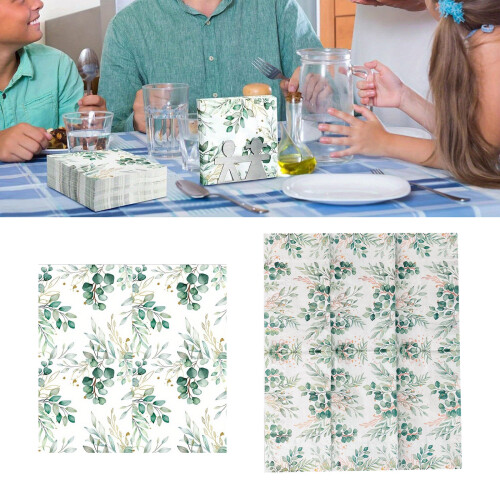 Serviettes de table absorbantes avec-Imprimé feuilles vertes 2