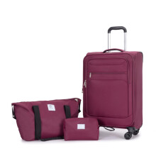 Lightweight 3 Piece Luggage Set with 360 Silent Spinner Wheels, Expandable Design, Wine Red