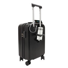 20 Inch Hard Shell Carry On Luggage with USB Port, Cup Holder, 3Digit Lock, Spinner Wheels, Black