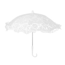 Elegant Lace Umbrella for Wedding and Stage Performance with Durable Steel Frame and J Handle (51239 White)