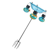 Panneau solaire extérieur de mangeoire d'oiseau de jardin-Bleu