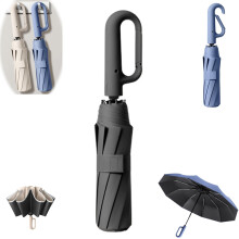 Automatic Folding Umbrella for Rain and Sun, Windproof Travel Umbrella 10 Ribs UV Protection Black 125cm