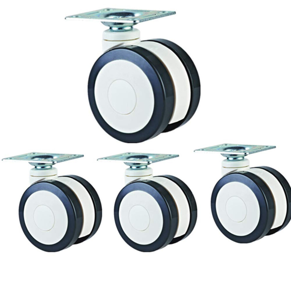 3 Inch Polyurethane Swivel Caster Wheels Set Of 4, White Pu Furniture Casters With Locking Brake And 360 Smooth Rolling 9330225350576