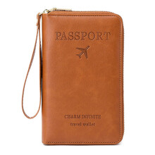 RFID Passport Wallet for Travel, Brown, with RFID Security Protection, Multiple Card Compartments