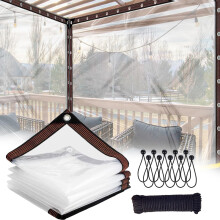 Clear Waterproof Tarp 10x10 FT, Heavy Duty PVC Clear Tarpaulin with Grommets, UV Resistant Outdoor Cover