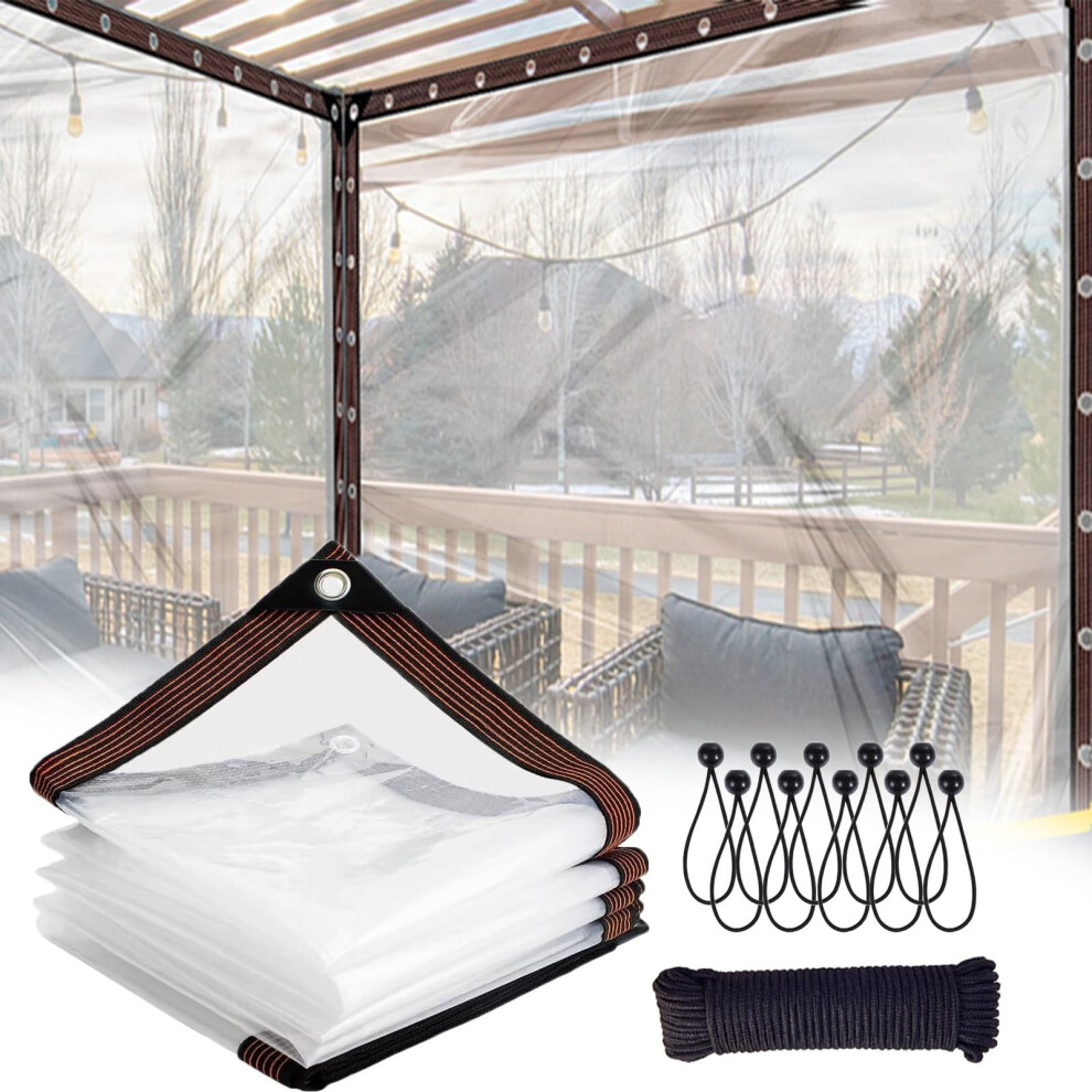 Clear Waterproof Tarp 10X10 Ft, Heavy Duty Pvc Clear Tarpaulin With Grommets, Uv Resistant Outdoor Cover 9351714498920