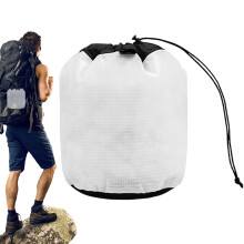 Small Waterproof Drawstring Bag for Travel Gym Sports Camping, Lightweight Durable Nylon Organizer, Black