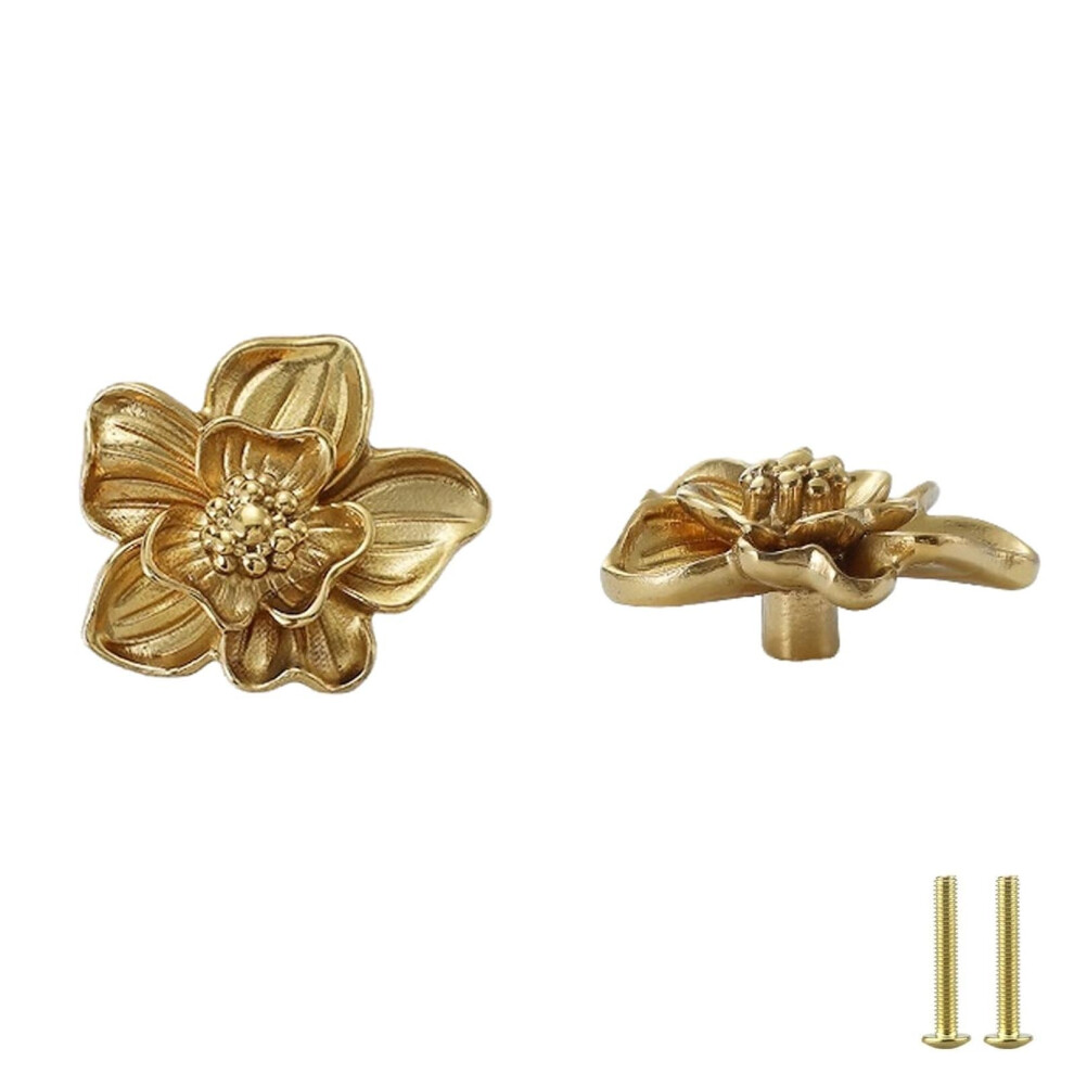 Solid Brass Cabinet Knobs 45Mm Gold Drawer Pulls Set Of 2 RustâResistant Handles For Wardrobe And Kitchen 9330225350927