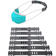 Adjustable Silicone Mask Strap Extender Ear Saver for Masks, AntiSlip 6 Gear Ear Protector Hook, Black 5pcs