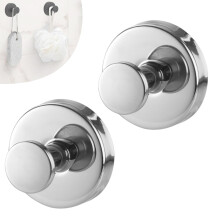 Suction Cup Hooks for Bathroom, 304 Stainless Steel No Drill Towel Hooks Bright Silver 2pcs