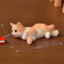 (Yellow Lying) Cute Resin Cats Ornament Kitten Figurine Animal Model Micro Landscape Home Decor Miniature Fairy Garden Decoration Gift
