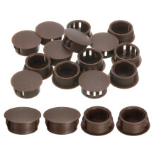 18Pcs 19mm Brown Nylon Hole Plugs, Snap In Plastic Hole Covers for Furniture Panels, Clean Finish Design