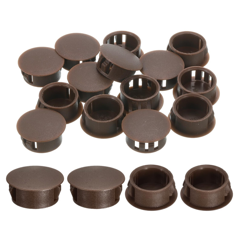 18Pcs 19Mm Brown Nylon Hole Plugs, Snap In Plastic Hole Covers For Furniture Panels, Clean Finish Design 9351714499293