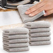 Reusable Non Scratch Metal Scrubbing Pads for Kitchen Cleaning, Double Layer Dishcloths 10pcs QJB1