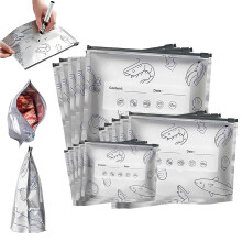 Reusable Aluminum Foil Food Storage Bags 30PCS S M L Stand Up Airtight Zip Lock Freezer Safe Writable Label