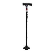 Adjustable Walking Cane with LED Light and Alarm, Retractable Aluminum Alloy Stick for Seniors, Black