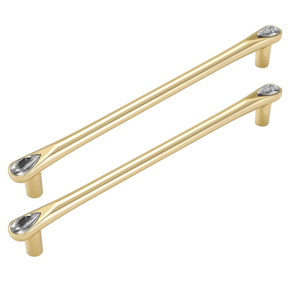 Gold Cabinet Handles 96Mm With Diamond Accent Design, Crystal Drawer Pulls For Kitchen Dresser Closet 9330225351351