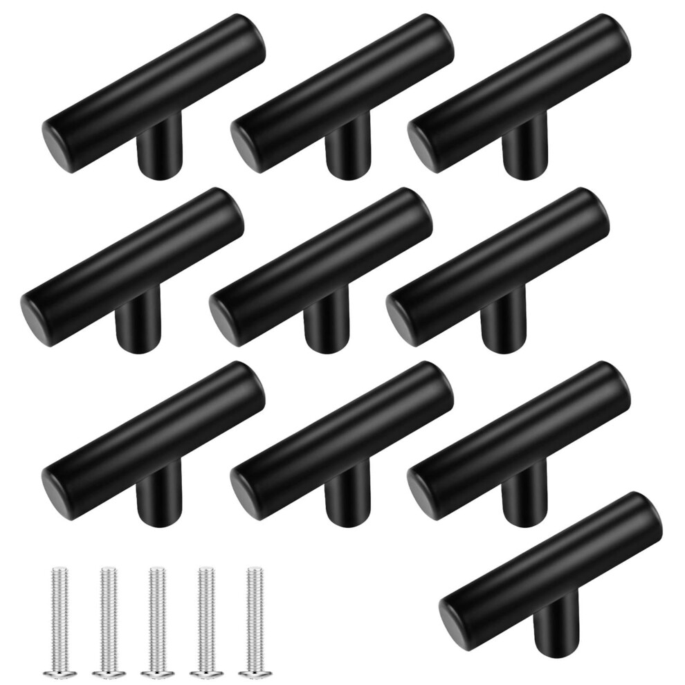 Black Stainless Steel Cabinet Handles Set Of 10, Modern Drawer Pulls With ScratchâResistant Finish 9330225351368