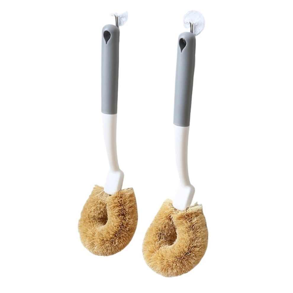 Coconut Fiber Dish Brush with Long Wooden Handle, Gentle Nonstick Cleaning, Natural Coconut Bristles-image-OPC-PT5K2HC-NEW