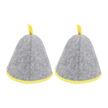2Pcs Sauna Hats Wool Felt Heat Ins Grey Yellow
