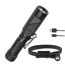 LED Tactical Flashlight 800 Lumens Rechargeable Work Light with 90 Swivel Head and Magnetic Tail