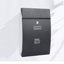 Modern Black Stainless Steel Wall Mounted Mailbox with Secure Lock and Weatherproof Design for Home and Garden