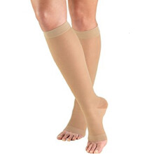 Graduated Compression Socks for Varicose Veins, Anti‑Skid Cuff Open‑Toe Design Below Knee XXL Beige