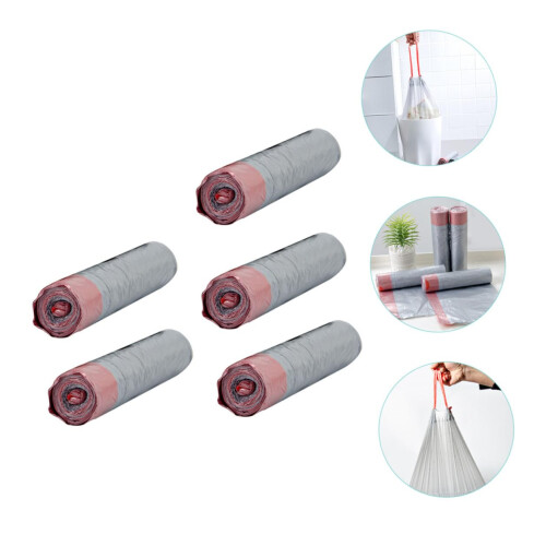 5 Rolls Biodegradable Drawstring Trash Bags, OdorLocking Leakproof Kitchen Garbage Bags 2