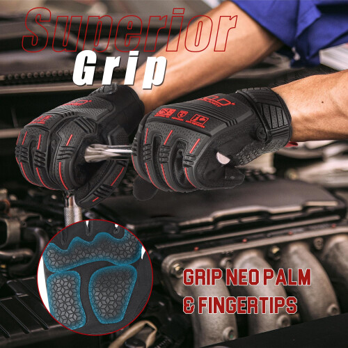 Anti Vibration Work Gloves for Power Tools, Impact Resistant Design, Heavy Duty Grip, Medium Black 1