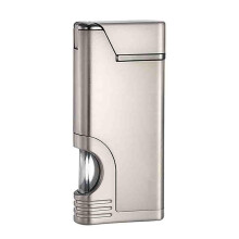 Windproof Jet Torch Lighter with Blue Flame, Adjustable Flame Height and Fuel Window, Refillable Metal Design
