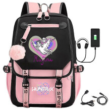 (As shown, 3) 2025 KPOP Backpack 15 Inch Laptop Bag Anime Print School Backpack Unisex Travel Backpack Canvas Durable
