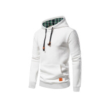 (XL, white) 2025 New  Men's Casual Pullover Jacquard Sweatshirt Grid Jacket Loose Fit