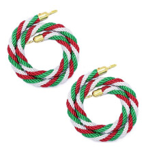 Velvet Rope Barrier 2 Pack with Gold Hooks, Crowd Control Rope for Stanchions and Red Carpet Events