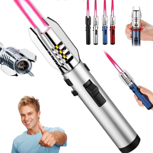 Windproof Torch Lighter Silver Plasma Jet Flame, Adjustable Flame Control for Outdoor Camping Use