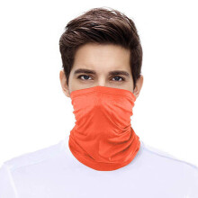 Orange Neck Gaiter with 10 Carbon Filters, Breathable Bandana Face Cover for Outdoor Sports, Large