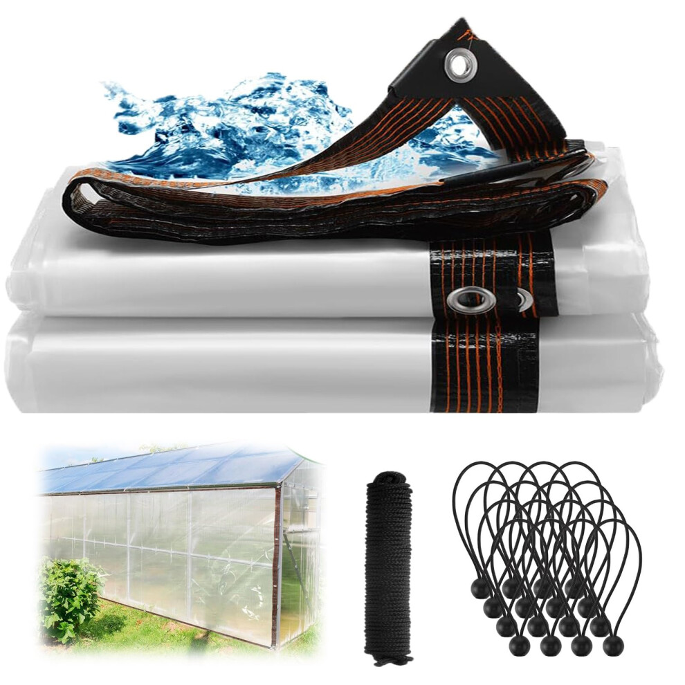 Clear Waterproof Tarp 4X8 Ft Heavy Duty Pvc Tarpaulin With Grommets For Patio Plants And Outdoor Cover 9073542021100