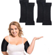Arm Slimming Sleeves for Women 2 Pair Black XLarge, Compression Arm Shaper with Massaging Wave Pattern and Breathable Stretch Fabric