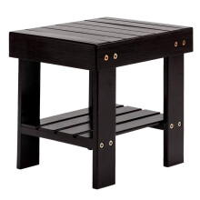 Bamboo Shower Bench with Storage Shelf, Compact 2 in 1 Bathroom Stool for Indoor Outdoor Use, Coffer