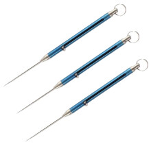 3 Pcs Titanium Toothpick Set with Retractable Telescopic Design and Keychain Holder, Reusable Metal Picks for Teeth Cleaning, Blue