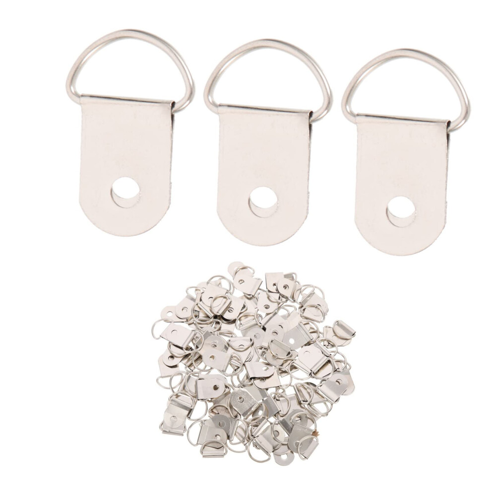 100Pcs Durable Metal Picture Frame Hangers For Wall Mounting, Semi Circle And D Ring Hooks 9771547876632