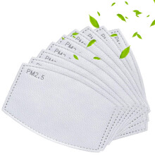 PM2.5 Activated Carbon Filter Replacement 10 Pack, 5Layer Disposable Protective Insert for Face Mask