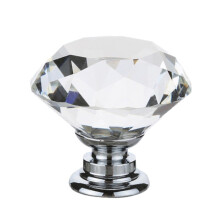 30mm Clear Glass Cabinet Knobs with Durable Alloy Base for Drawers Wardrobe and Kitchen Cabinets