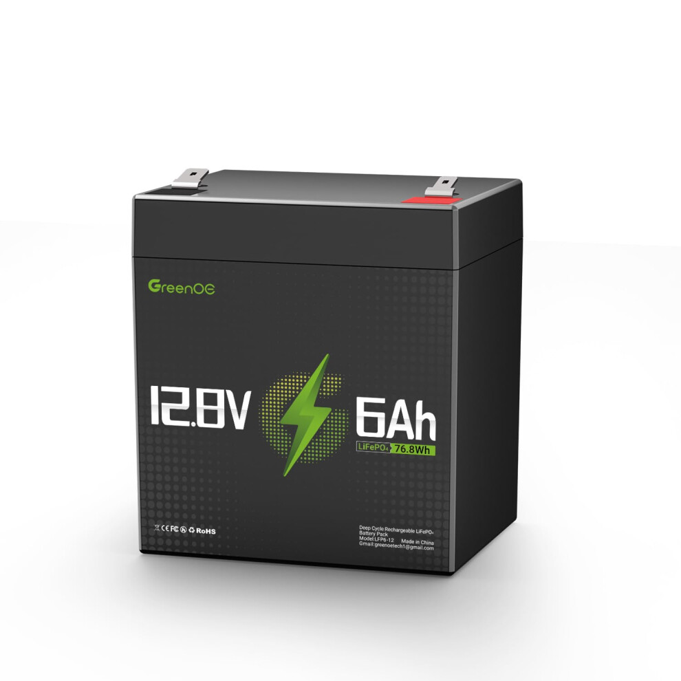12.8V 6Ah Lifepo4 Battery Pack, 2000+ Cycle Lifespan, Builtin Smart Bms, Ideal For Solar Systems 9351714500555
