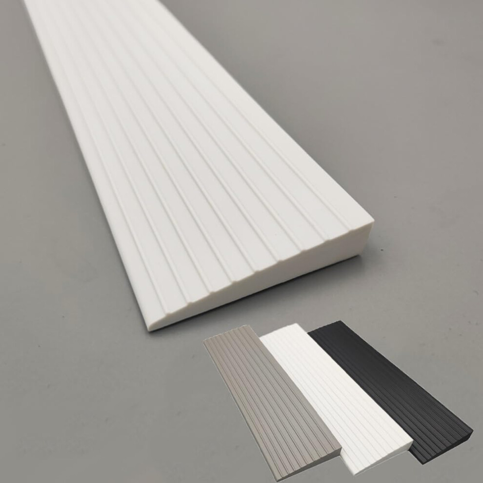 White Pvc Threshold Ramp For Doorways Wheelchair Access, Antislip Selfadhesive Floor Transition Strip, 100Cm