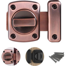 (Vintage Red) Security Door Lock, Bolt Lock Solid Revolving Spring Latch/Pet Door Lock, Cabinet Furniture,Windows,Bathroom