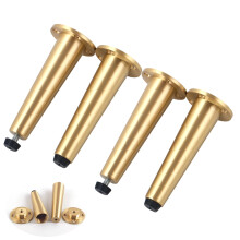 4Pcs Brass Furniture Legs 25cm Adjustable Heavy‑Duty Metal Cabinet Legs Modern Polished Finish for Table Sofa Wardrobe