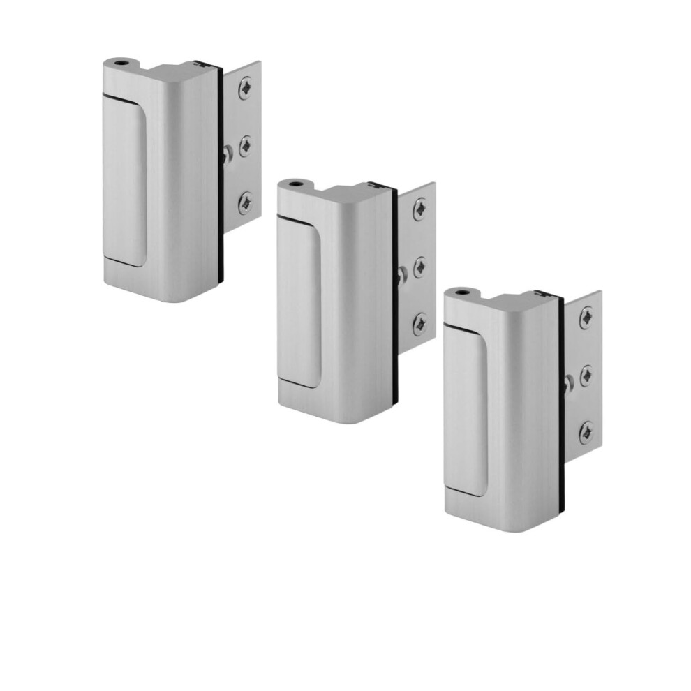 Door Reinforcement Lock 3 Pack Silver, Strength Home Security Door Lock Set With Screws 9351714500616