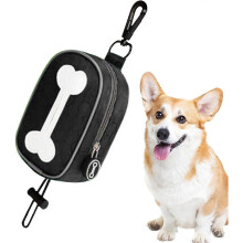 (Schwarz) Bone pattern leash poop bag holder, Reusable leash attachment dispenser with clip-on pet supplies for travel, walking, park and Ulapithi.