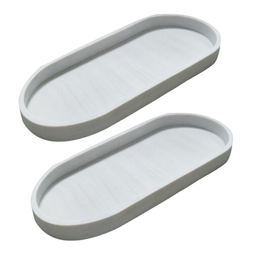 2pcs Silicone Storage Tray For Vanity Counter Organizing-White