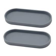 Modern Elliptical Vanity Tray Cosmetic Organizers Silicone-Gray